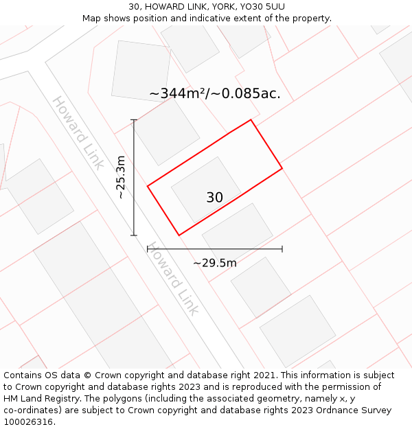 30, HOWARD LINK, YORK, YO30 5UU: Plot and title map