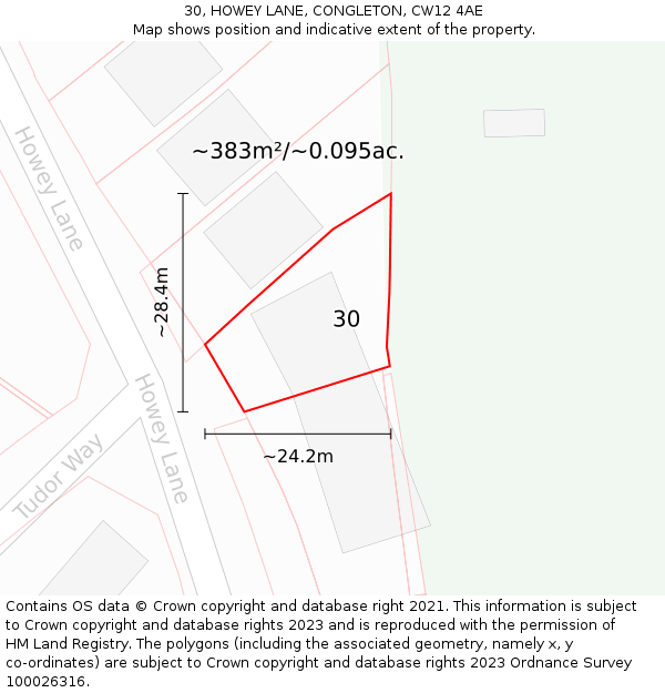 30, HOWEY LANE, CONGLETON, CW12 4AE: Plot and title map