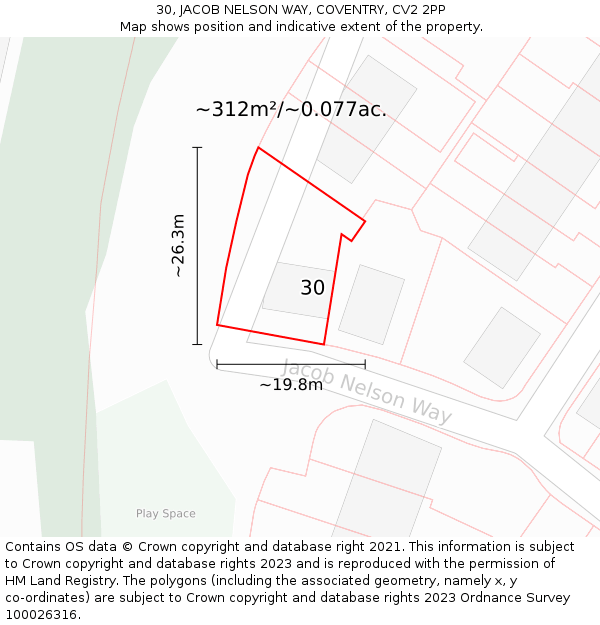 30, JACOB NELSON WAY, COVENTRY, CV2 2PP: Plot and title map