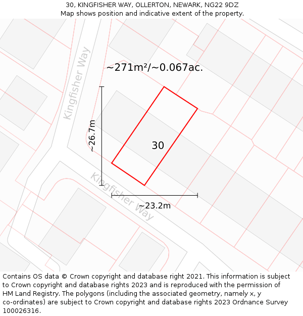 30, KINGFISHER WAY, OLLERTON, NEWARK, NG22 9DZ: Plot and title map