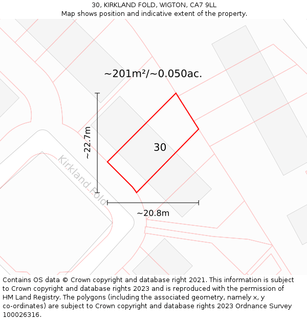30, KIRKLAND FOLD, WIGTON, CA7 9LL: Plot and title map
