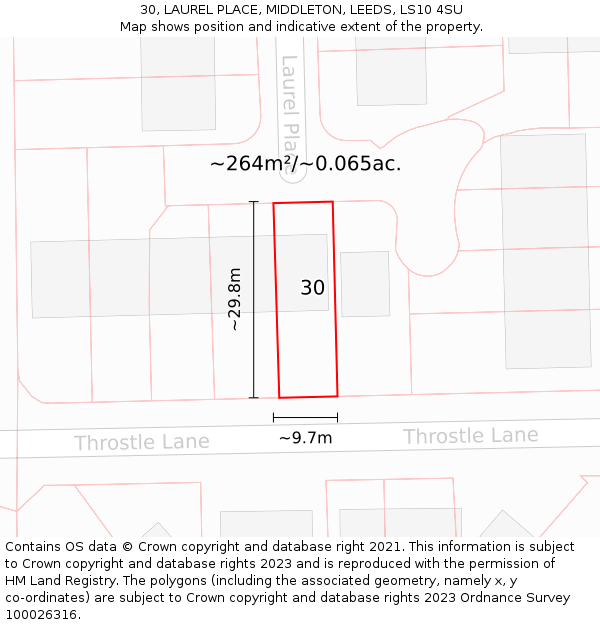 30, LAUREL PLACE, MIDDLETON, LEEDS, LS10 4SU: Plot and title map