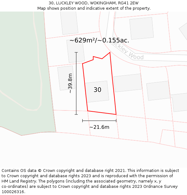 30, LUCKLEY WOOD, WOKINGHAM, RG41 2EW: Plot and title map