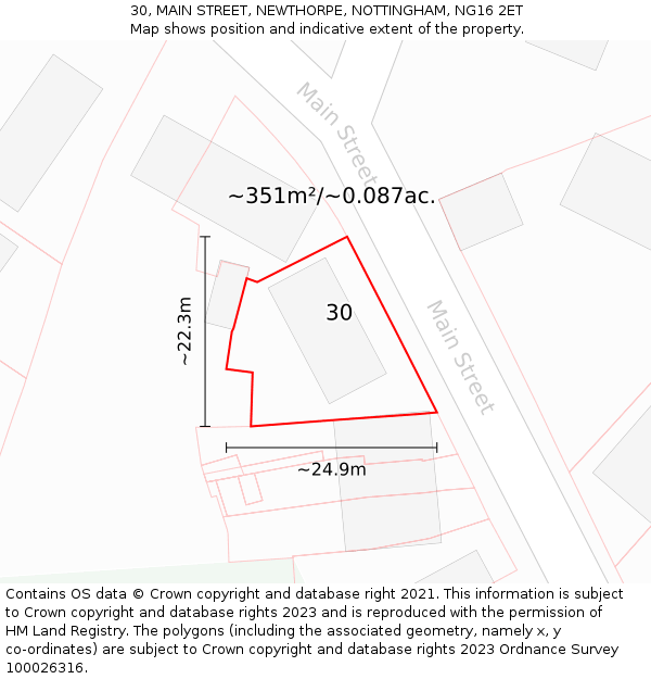 30, MAIN STREET, NEWTHORPE, NOTTINGHAM, NG16 2ET: Plot and title map