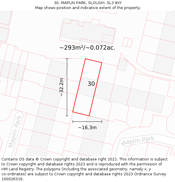30, MAPLIN PARK, SLOUGH, SL3 8XY: Plot and title map