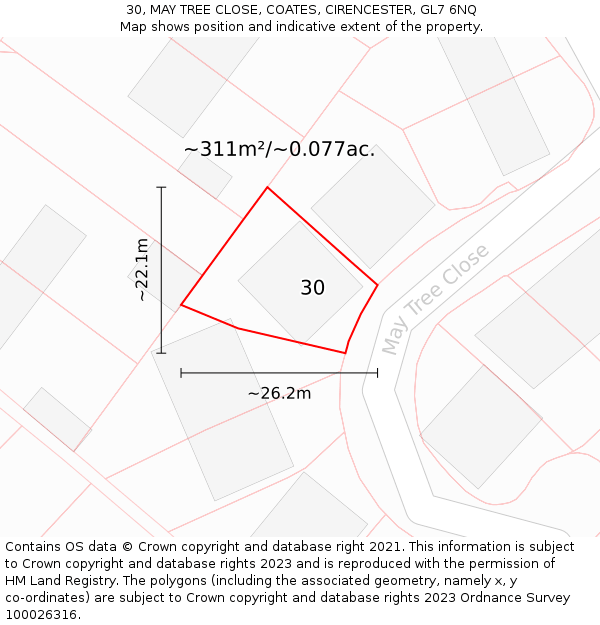 30, MAY TREE CLOSE, COATES, CIRENCESTER, GL7 6NQ: Plot and title map