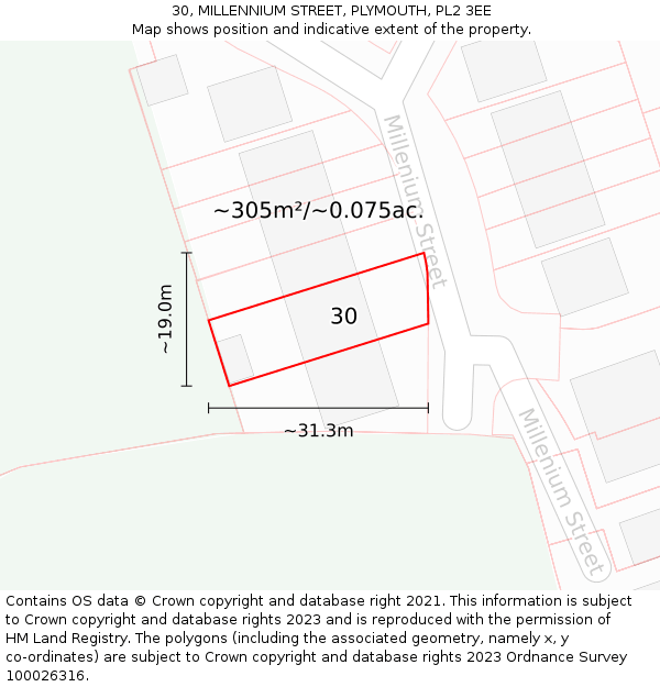 30, MILLENNIUM STREET, PLYMOUTH, PL2 3EE: Plot and title map