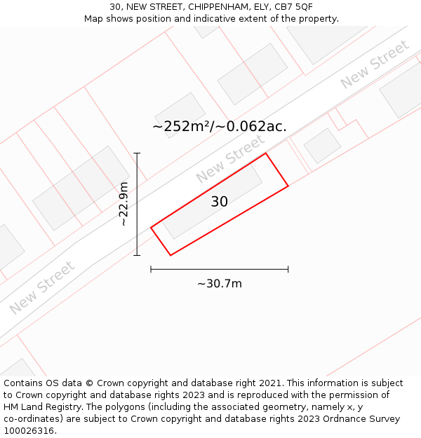 30, NEW STREET, CHIPPENHAM, ELY, CB7 5QF: Plot and title map