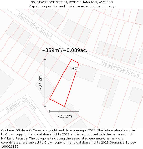30, NEWBRIDGE STREET, WOLVERHAMPTON, WV6 0EG: Plot and title map
