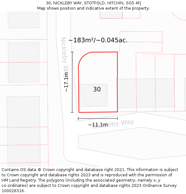 30, NICKLEBY WAY, STOTFOLD, HITCHIN, SG5 4FJ: Plot and title map