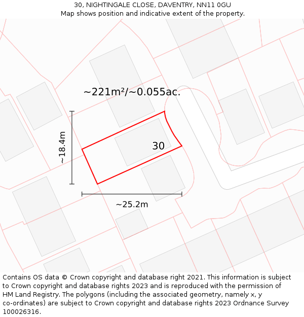 30, NIGHTINGALE CLOSE, DAVENTRY, NN11 0GU: Plot and title map