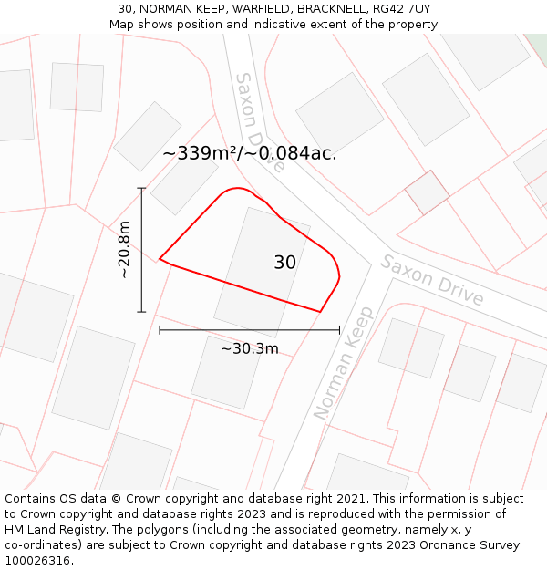 30, NORMAN KEEP, WARFIELD, BRACKNELL, RG42 7UY: Plot and title map