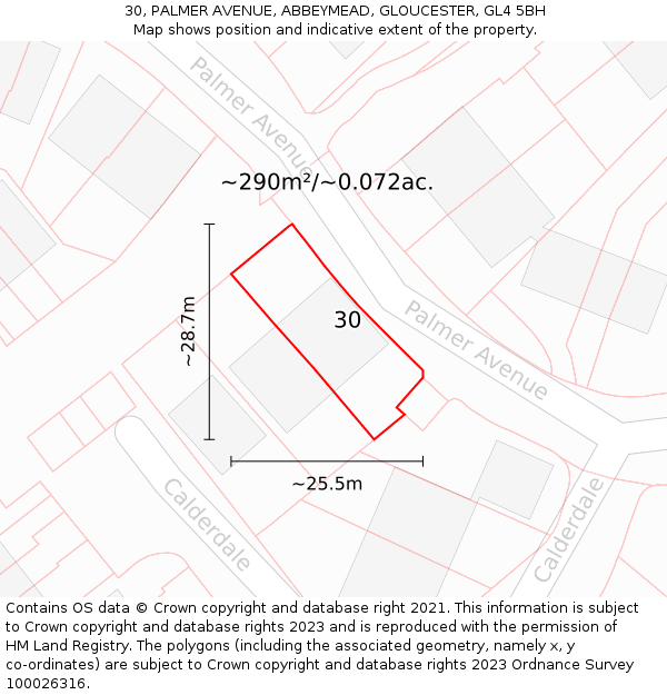 30, PALMER AVENUE, ABBEYMEAD, GLOUCESTER, GL4 5BH: Plot and title map