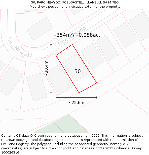 30, PARC NEWYDD, FOELGASTELL, LLANELLI, SA14 7EQ: Plot and title map