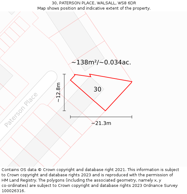 30, PATERSON PLACE, WALSALL, WS8 6DR: Plot and title map