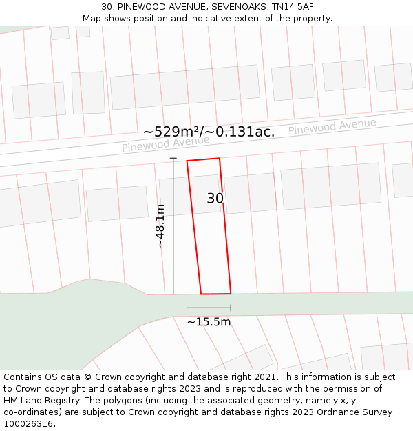 30, PINEWOOD AVENUE, SEVENOAKS, TN14 5AF: Plot and title map