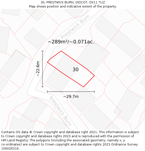 30, PRESTWICK BURN, DIDCOT, OX11 7UZ: Plot and title map