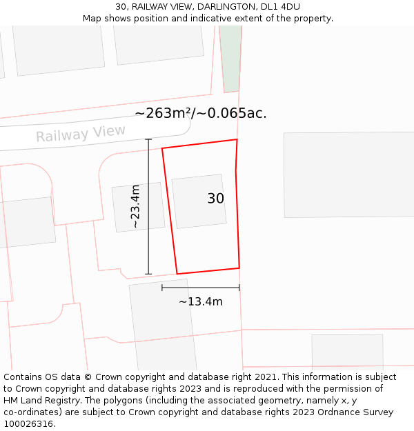 30, RAILWAY VIEW, DARLINGTON, DL1 4DU: Plot and title map