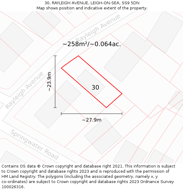 30, RAYLEIGH AVENUE, LEIGH-ON-SEA, SS9 5DN: Plot and title map
