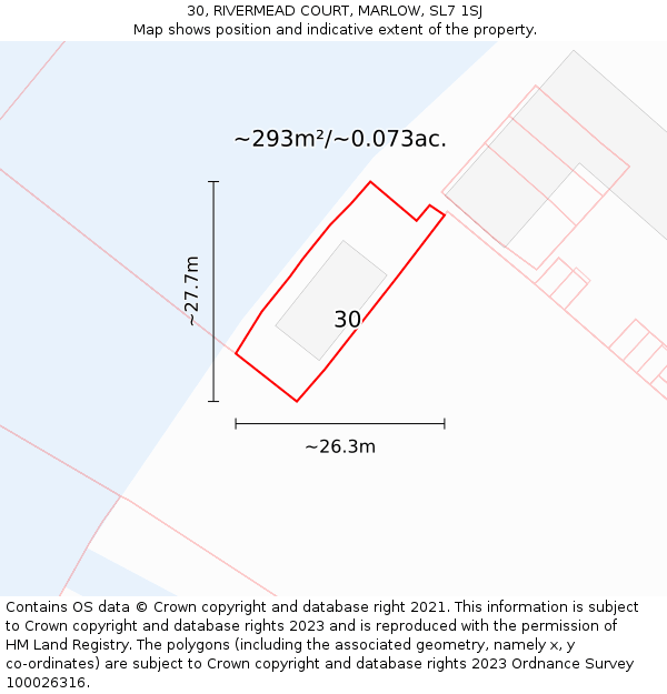 30, RIVERMEAD COURT, MARLOW, SL7 1SJ: Plot and title map