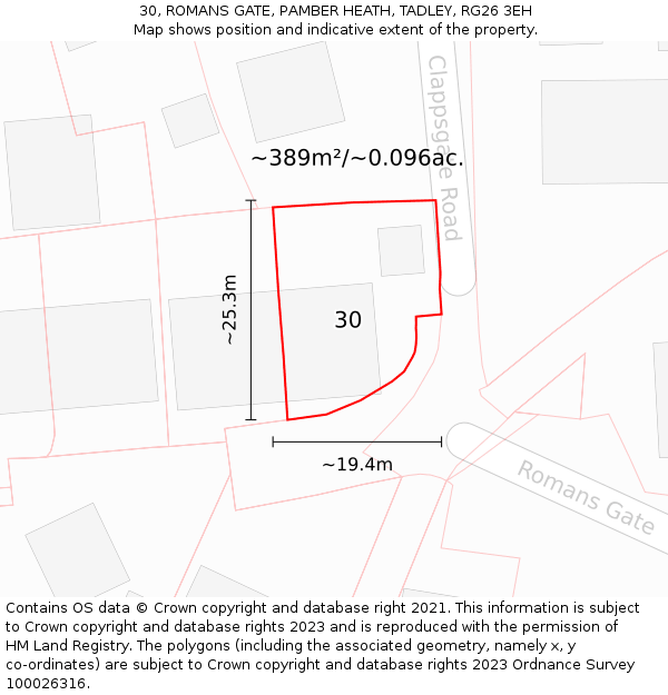 30, ROMANS GATE, PAMBER HEATH, TADLEY, RG26 3EH: Plot and title map