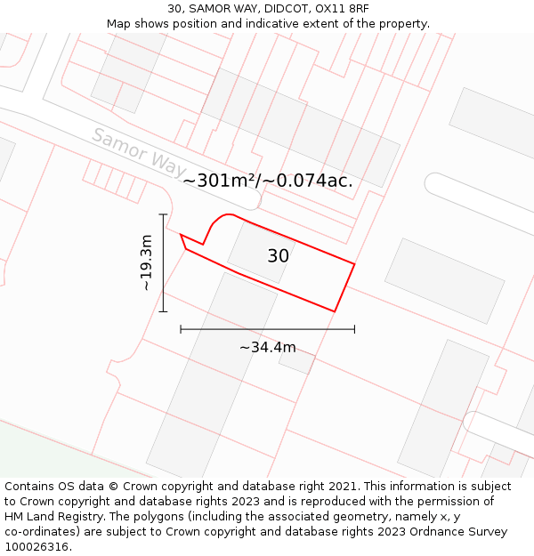 30, SAMOR WAY, DIDCOT, OX11 8RF: Plot and title map