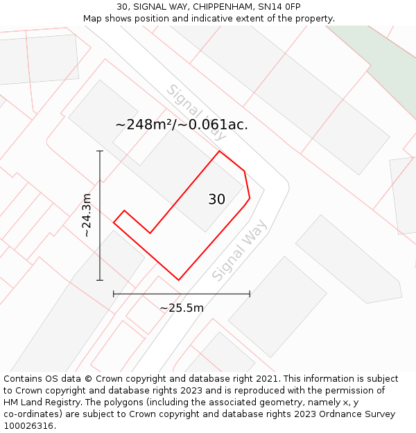 30, SIGNAL WAY, CHIPPENHAM, SN14 0FP: Plot and title map