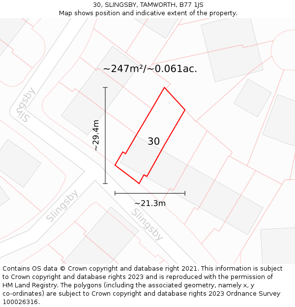 30, SLINGSBY, TAMWORTH, B77 1JS: Plot and title map