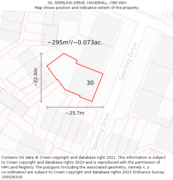 30, SPERLING DRIVE, HAVERHILL, CB9 9SH: Plot and title map