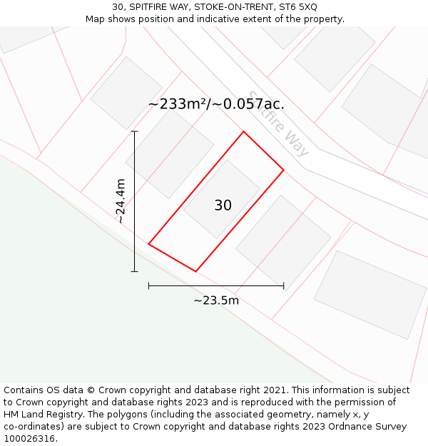 30, SPITFIRE WAY, STOKE-ON-TRENT, ST6 5XQ: Plot and title map