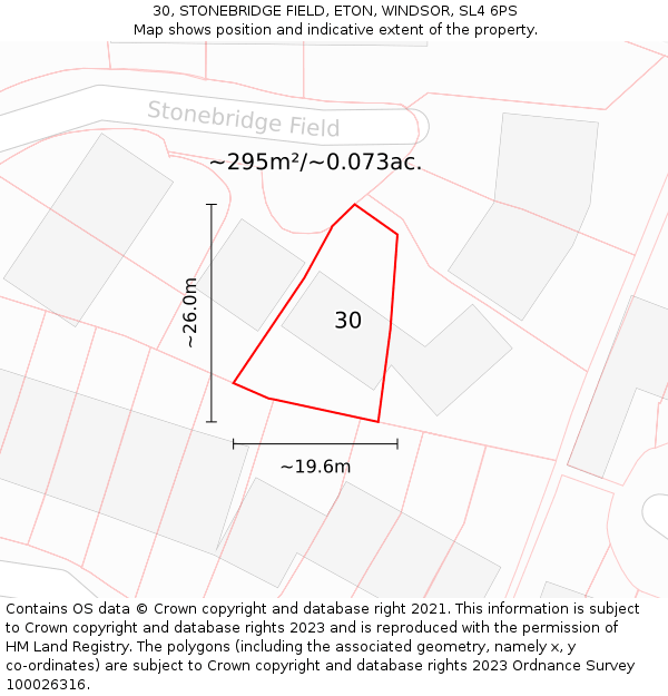 30, STONEBRIDGE FIELD, ETON, WINDSOR, SL4 6PS: Plot and title map