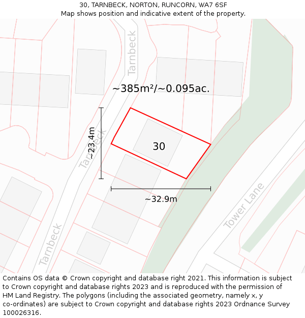 30, TARNBECK, NORTON, RUNCORN, WA7 6SF: Plot and title map