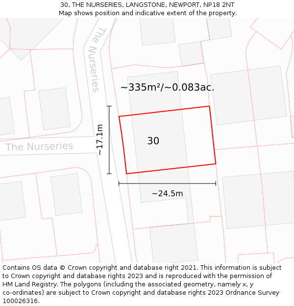 30, THE NURSERIES, LANGSTONE, NEWPORT, NP18 2NT: Plot and title map