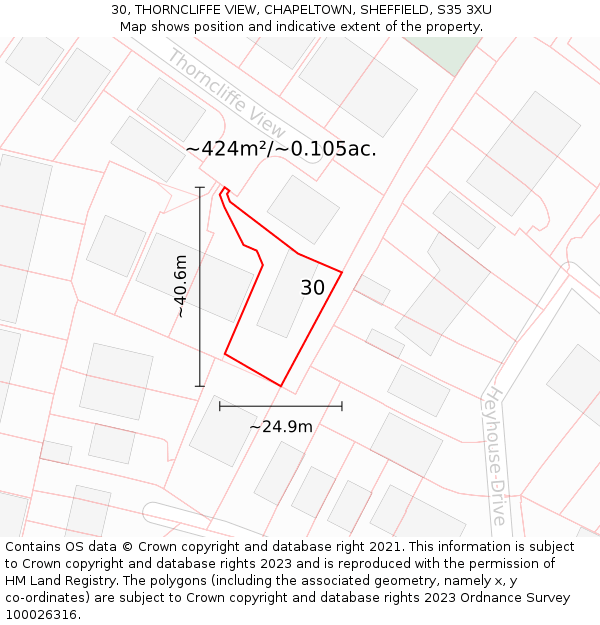 30, THORNCLIFFE VIEW, CHAPELTOWN, SHEFFIELD, S35 3XU: Plot and title map