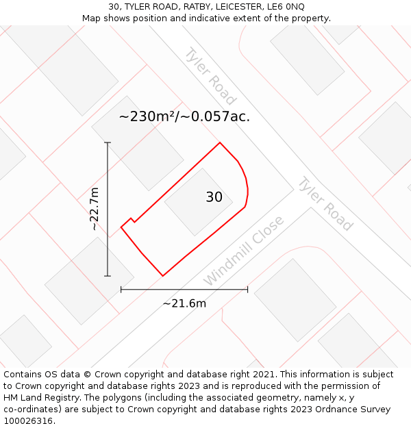 30, TYLER ROAD, RATBY, LEICESTER, LE6 0NQ: Plot and title map
