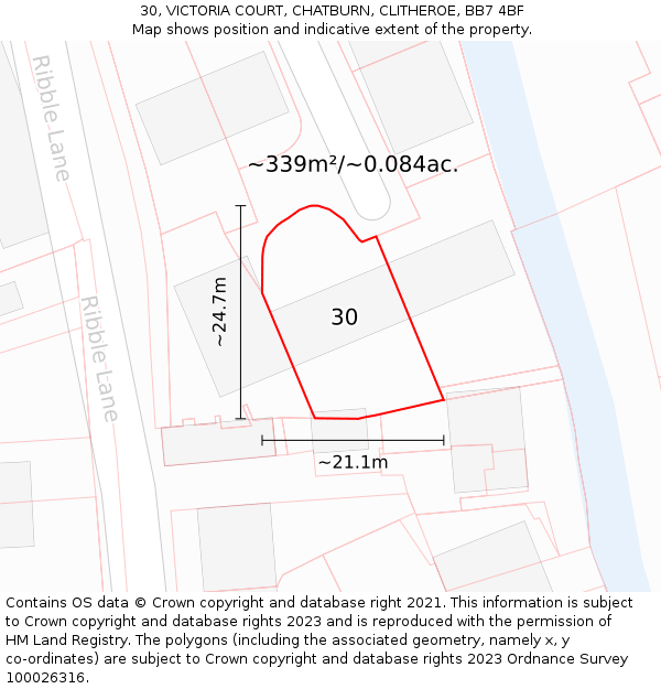30, VICTORIA COURT, CHATBURN, CLITHEROE, BB7 4BF: Plot and title map