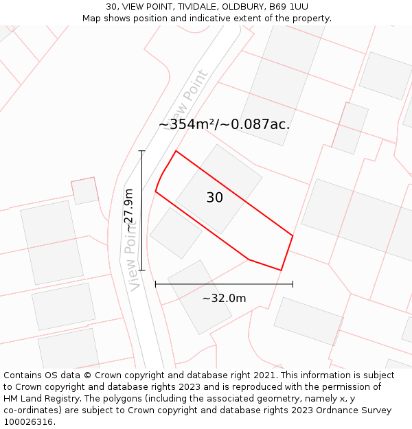 30, VIEW POINT, TIVIDALE, OLDBURY, B69 1UU: Plot and title map
