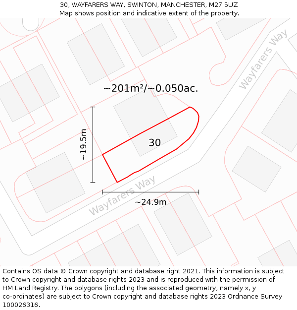 30, WAYFARERS WAY, SWINTON, MANCHESTER, M27 5UZ: Plot and title map
