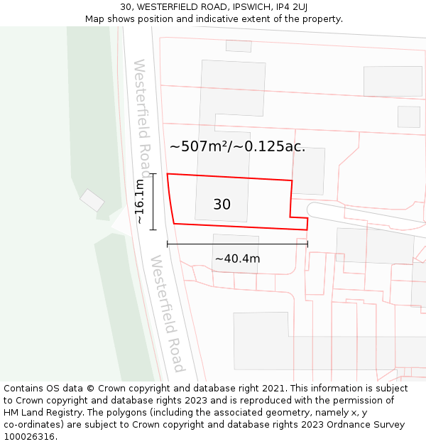 30, WESTERFIELD ROAD, IPSWICH, IP4 2UJ: Plot and title map