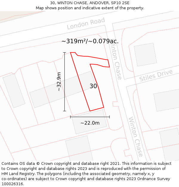 30, WINTON CHASE, ANDOVER, SP10 2SE: Plot and title map