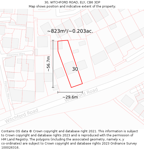 30, WITCHFORD ROAD, ELY, CB6 3DP: Plot and title map