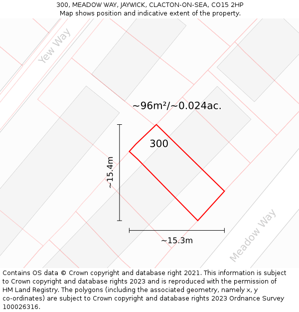 300, MEADOW WAY, JAYWICK, CLACTON-ON-SEA, CO15 2HP: Plot and title map