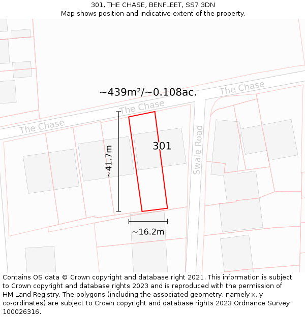 301, THE CHASE, BENFLEET, SS7 3DN: Plot and title map