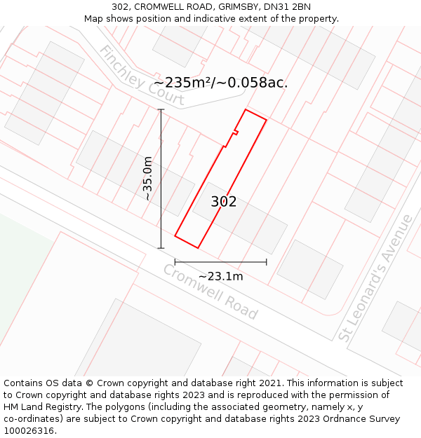 302, CROMWELL ROAD, GRIMSBY, DN31 2BN: Plot and title map
