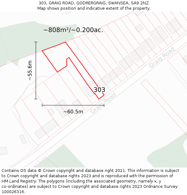 303, GRAIG ROAD, GODRERGRAIG, SWANSEA, SA9 2NZ: Plot and title map