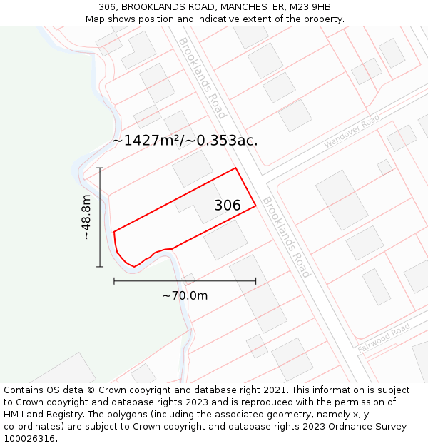 306, BROOKLANDS ROAD, MANCHESTER, M23 9HB: Plot and title map