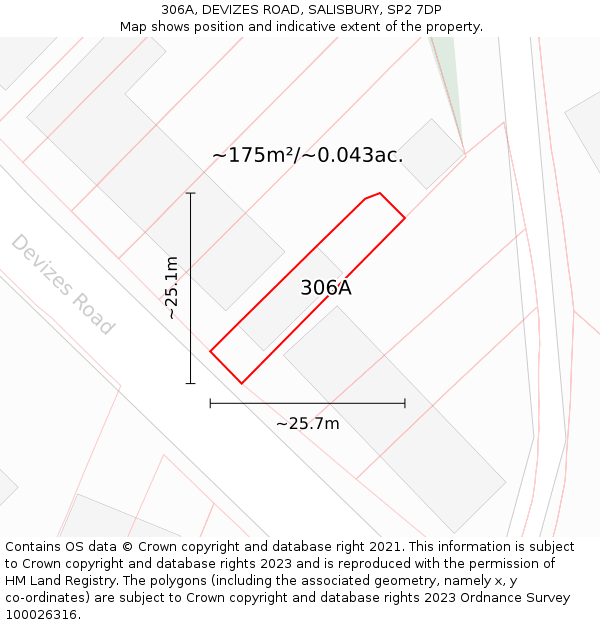 306A, DEVIZES ROAD, SALISBURY, SP2 7DP: Plot and title map