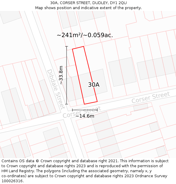 30A, CORSER STREET, DUDLEY, DY1 2QU: Plot and title map