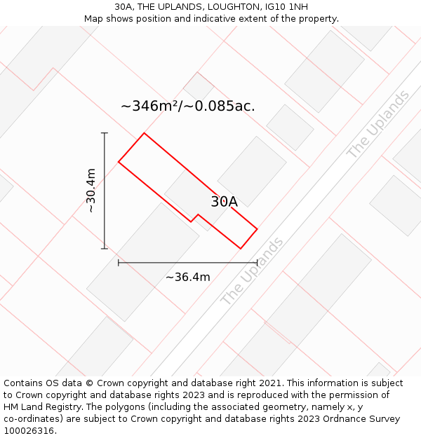30A, THE UPLANDS, LOUGHTON, IG10 1NH: Plot and title map