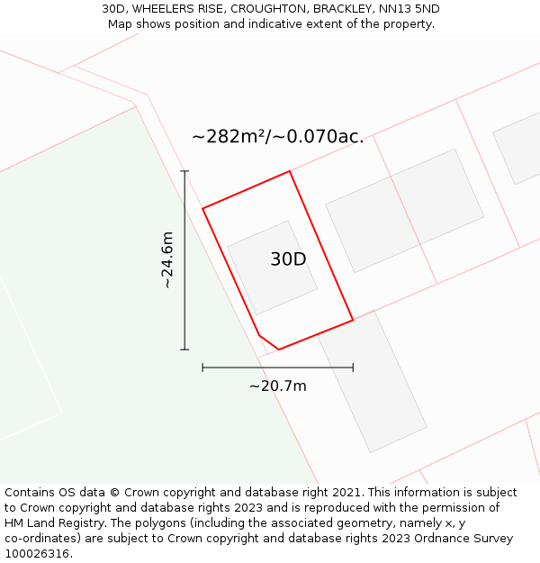30D, WHEELERS RISE, CROUGHTON, BRACKLEY, NN13 5ND: Plot and title map